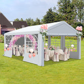 COVERONICS Heavy Duty Outdoor Canopy Tent with Roll-Up Sidewalls & Sandbags – Waterproof Event Shelter for Weddings, Parties & Carports